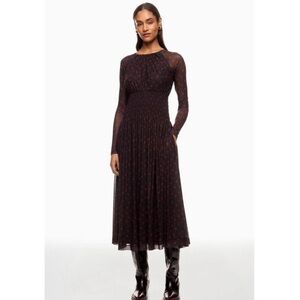 Long Sleeve Black Floral Midi Dress